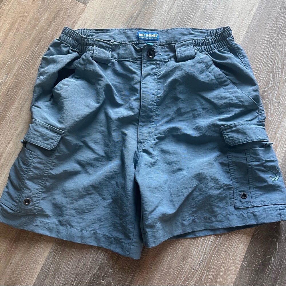 Reel Legends Slate Blue Cargo Shorts with Utility Pockets
